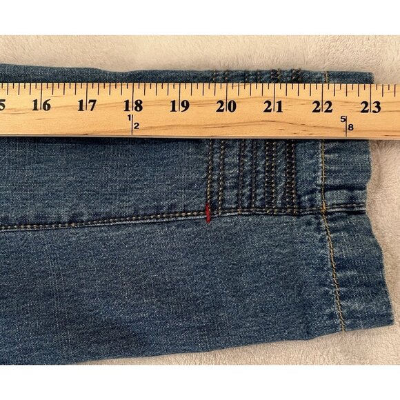 Chico’s Denim Jacket Women CHICO Size 3 Blue, Silk Lined Boho Loop Button - Picture 9 of 11